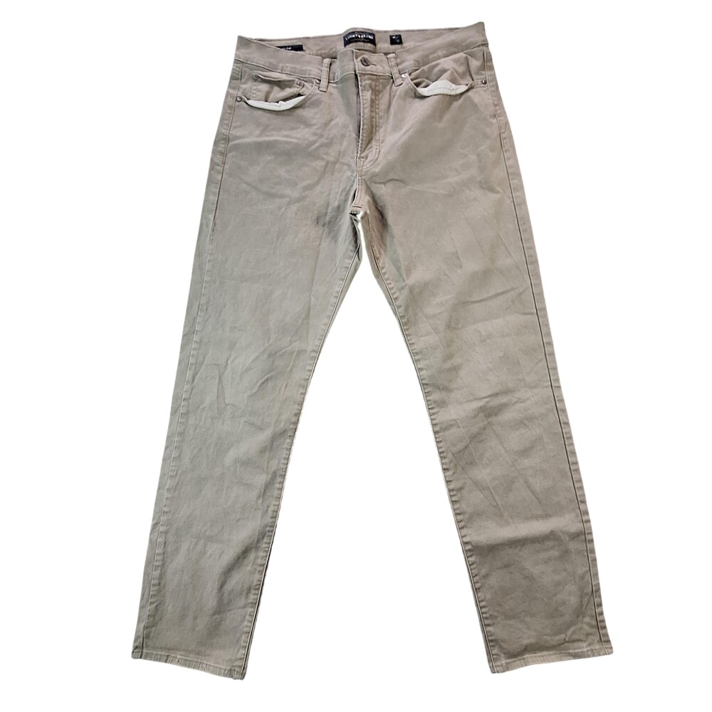 Lucky Brand 121 Slim Jeans Mens 36x30 Beige Tapered Casual Stretch Denim